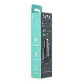 AVAX CC663B CARLY+ USB A (QC)+Type C (PD) 63W autós töltő, fekete