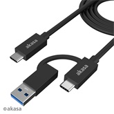 Akasa 2-In-1 USB 3.2 Gen 2x2 Type-C / Type-A to Type-C Cable - 100cm - AK-CBUB65-10BK