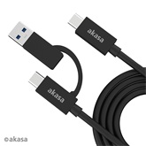 Akasa 2-In-1 USB 3.2 Gen 2x2 Type-C / Type-A to Type-C Cable - 100cm - AK-CBUB65-10BK