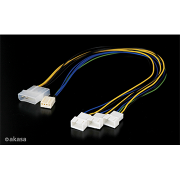 Akasa 4pin Molex - 3x 4pin PWM ventilátor kábel - 30cm - AK-CB002