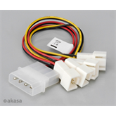 Akasa 4pin Molex - 4x 3pin ventilátor kábel - 15cm - AK-CB001