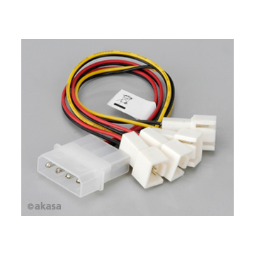 Akasa 4pin Molex - 4x 3pin ventilátor kábel - 15cm - AK-CB001