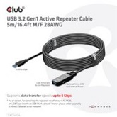 Club3D USB 3.2 Gen1 Active Repeater kábel - 5 m Male/Female