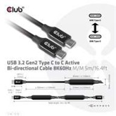 Club3D USB 3.2 Gen2 Type C to C Active Bi-directional Cable 8K60Hz M/M 5m/16.4ft