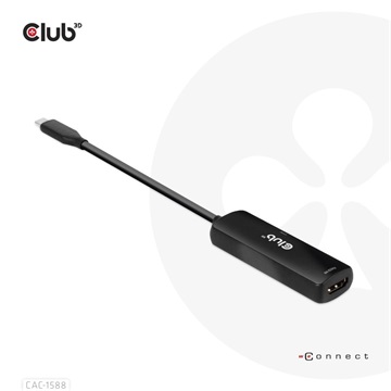 Club3D USB Gen2 Type-C to HDMI 8K60Hz or 4K120Hz HDR10+ with DSC1.2 with Power Delivery 3.0 Active Adapter M/F