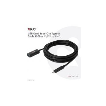 Club3D USB Gen2 Type-C to Type-A Cable 10Gbps M/F 5m/16.4ft