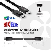 Club3D DisplayPort 1.4 HBR3 8K60Hz kábel M/M - 1m