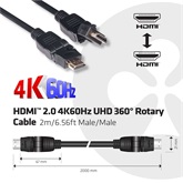 Club3D HDMI™ 2.0 4K60Hz UHD 360° Rotary kábel 2M/6.56ft  Male/Male 