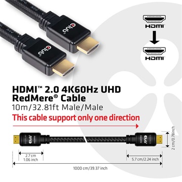 Club3D High Speed HDMI 2.0 4K60Hz UHD RedMere kábel - 10m