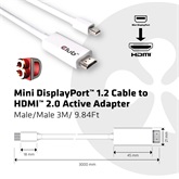 Club3D MINI DISPLAY PORT 1.2 kábel MALE TO HDMI 2.0 MALE 4K 60HZ UHD/ 3D ACTIVE ADAPTER 3METERS /9.84FT  
