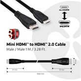 Club3D Mini HDMI to HDMI 2.0 kábel 4K60Hz Male/Male 1m/ 3.28ft BI-DIRECTIONAL