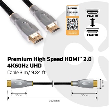 Club3D Premium High Speed HDMI 2.0 4K60Hz UHD kábel - 3m