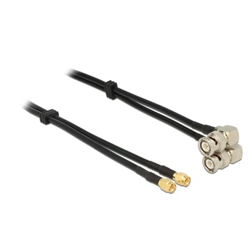 Delock 12473 Antenna Cable SMA plug > BNC plug 90° Twin Cable RG-58 A/U 15 m