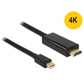 Delock 83698 miniDisplayport 1.2 dugó - High Speed HDMI A dugó 4K - Fekete - 1m