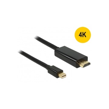 Delock 83698 miniDisplayport 1.2 dugó - High Speed HDMI A dugó 4K - Fekete - 1m