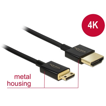 Delock 84778 HDMI-A apa > HDMI mini-C apa 3D 4K High Speed Ethernettel kábel - 2m