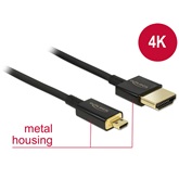 Delock 84782 Cable High Speed HDMI with Ethernet HDMI-A male > HDMI Micro-D male 3D 4K 1,5 m Slim Premium