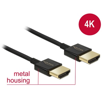 Delock 84786 HDMI-A - HDMI-A High Speed HDMI kábel Ethernettel 3D, 4K, vékony - 0,5m