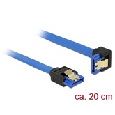 Delock 85089 SATA-kábel 6Gb/s hüvely egyenes > SATA hüvely lefelé ívelt - 20cm - kék aranyszínű kapcsoló