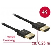 Delock 85117 HDMI kábel Ethernettel HDMI A dugó > HDMI A dugó 3D, 4K, vékony - 0,25 m