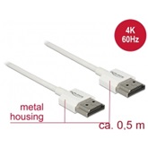 Delock 85121 HDMI kábel Ethernettel HDMI A dugó > HDMI A dugó, 3D,4K vékony - 0,5 m