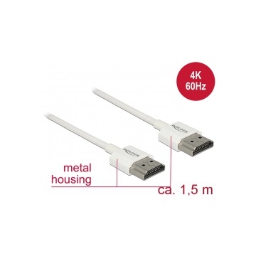 Delock 85126 HDMI-kábel Ethernettel - HDMI-A-csatlakozó > HDMI-A-csatlakozó, 3D, 4K - 1,5 m - vékony