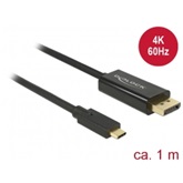 Delock 85255 Kábel USB-C csatlakozó > Displayport csatlakozó (DP vált.) 4K 60 Hz - 1 m - fekete