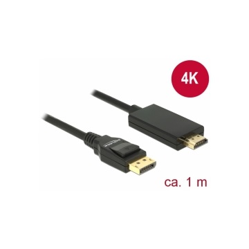 Delock 85316 Kábel Displayport 1.2 dugó > High Speed HDMI-A dugó passzív 4K - 1 m - fekete