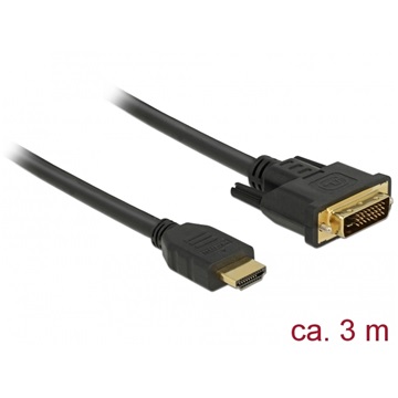 Delock 85655 HDMI - DVI 24+1 kétirányú kábel - 3m