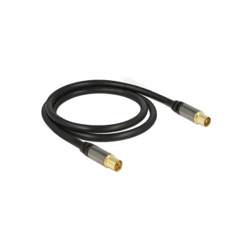 Delock 88922 IEC(koax) dugó > IEC(koax) aljzat, RG6/U antenna kábel - 1m - Fekete