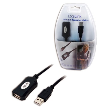LogiLink UA0001A USB 2.0 hoszabbító kábel - Fekete - 5m