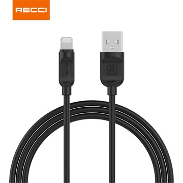 RECCI RCL-P100B Lightning-USB kábel, fekete - 1m