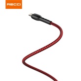 RECCI RTC-N16LR 3A Lightning-USB szövet kábel, piros - 1m