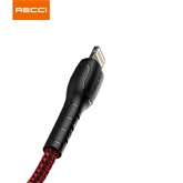 RECCI RTC-N16LR 3A Lightning-USB szövet kábel, piros - 1m