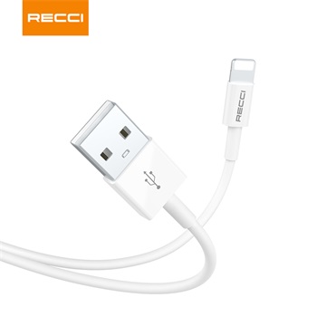 RECCI RTC-P05L Lightning-USB 2.4A gyorstöltő kábel, fehér - 1,5m