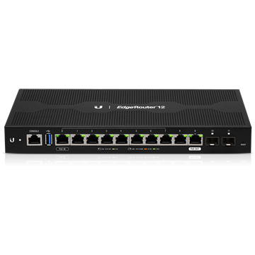 Ubiquiti EdgeRouter 12, gigabites, 10x RJ45, 1x PoE, 2xSFP