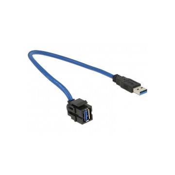Delock 86375 Keystone modul USB3.0-A anya > USB3.0-A apa 250°-s  kábel - 0,5m