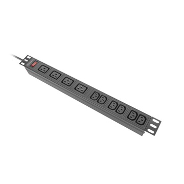 Lanberg 19" PDU/elosztósor 1U 16A 2m 4X C19 6X IEC C13 aljzat, fekete C20