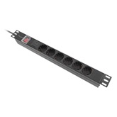 Lanberg 19" PDU/elosztósor 1U 16A 2m 6x Schuko aljzat, fekete