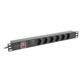 Lanberg 19" PDU/elosztósor 1U 16A 2m 6x Schuko aljzat, fekete