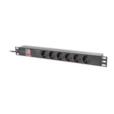 Lanberg 19" PDU/elosztósor 1U 16A 2m 6x Schuko aljzat, fekete