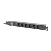 Lanberg 19" PDU/elosztósor 1U 16A 2m 6x Schuko aljzat, fekete
