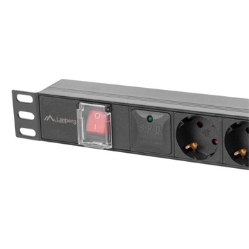 Lanberg 19" PDU/elosztósor 1U 16A 2m 6x Schuko aljzat, fekete
