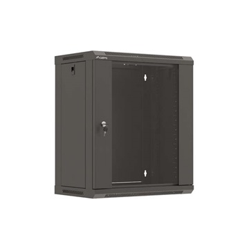 Lanberg 19" fali rack szekrény 12U/540X350, üvegajtó, lapraszerelt, fekete