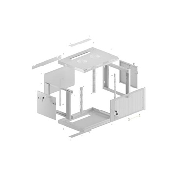 Lanberg 19" fali rack szekrény 12U/600X600 perforált ajtó, lapraszerelt, szürke