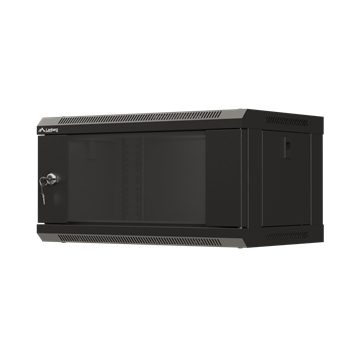 Lanberg 19" fali rack szekrény 4U/540X350 üvegajtó, lapraszerelt, fekete