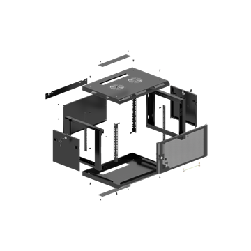 Lanberg 19" fali rack szekrény 4U/600X600 perforált ajtó, lapraszerelt, fekete