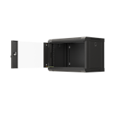 Lanberg 19" fali rack szekrény 6U/540X350 üvegajtó, lapraszerelt, fekete