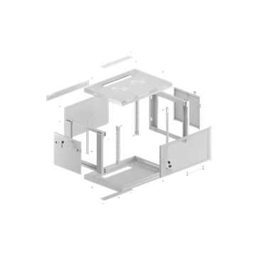 Lanberg 19" fali rack szekrény 6U/600X600 perforált ajtó, lapraszerelt, szürke