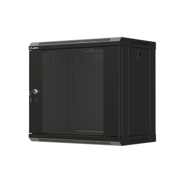 Lanberg 19" fali rack szekrény 9U/540X350 üvegajtó, lapraszerelt, fekete
